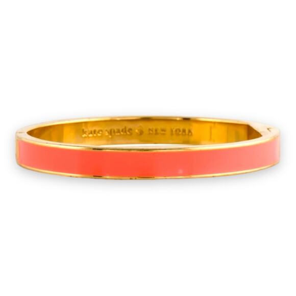 Kate Spade New York Sparks Fly Enamel Bangle Bracelet Coral Gold Tone - Picture 5 of 8